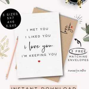 I Love You and I Like You Printable Card, 1st Anniversary Card Husband, Printable Anniversary Card for Husband/Wife, Paper Anniversary Gift