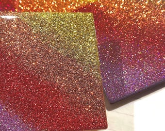 Sunset Glitter Ceramic Coasters - Handmade (set of 4)