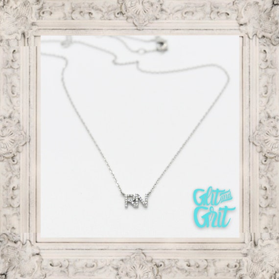 Dainty RN White Gold Necklace - Etsy 