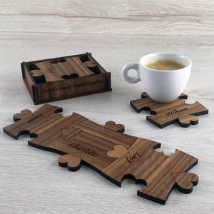 Wooden Coasters | Personalized Walnut Wood Coasters With Family Names | Custom Family Gift Idea