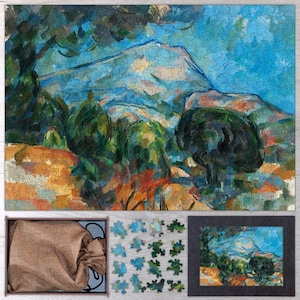 Drewniana układanka &quot;Góra Świętej Wiktorii&quot; autorstwa Paula Cézanne&#39;a. Drewniane puzzle artystyczne dla dorosłych - 35, 108, 250, 500, 750 lub 1000 elementów.