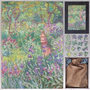 The Artist&#39;s Garden at Giverny Wooden Jigsaw Puzzle By Claude Monet. Wooden Art Puzzle For Adults - 35, 108, 250, 500, 750 or 1000 pieces.
