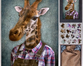 Giraffe Wooden Jigsaw Puzzle for Adults – Animal Photo Art