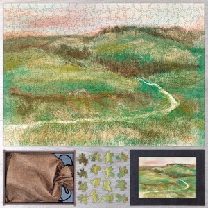 Landscape Wooden Jigsaw Puzzle By Edgar Degas. Wooden Jigsaw Puzzle For Adults - 35, 108, 250, 500, 750 or 1000 pieces.