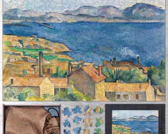 The Bay of Marseille, Seen from L’Estaque Wooden Puzzle By Paul Cézanne. Wooden Puzzle For Adults - 35, 108, 250, 500, 750 or 1000 pieces.