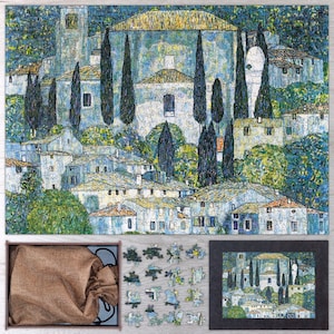 Chruch in Cassone Wooden Jigsaw Puzzle By Gustav Klimt. Wooden Puzzle For Adults - 35, 108, 250, 500, 750 or 1000 pieces.