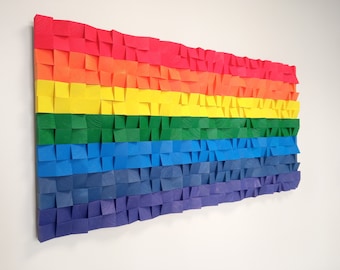 Wood Wall Art "Rainbow Flag" - Wooden LGBT Pride Flag - Wall Art Decor For Home or Office Interior - Wood Art Inspired by Gilbert Baker