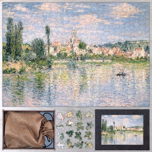 Vétheuil in Summer Wooden Jigsaw Puzzle By Claude Monet. Wooden Jigsaw Puzzles For Adults - 35, 108, 250, 500, 750 or 1000 pieces.