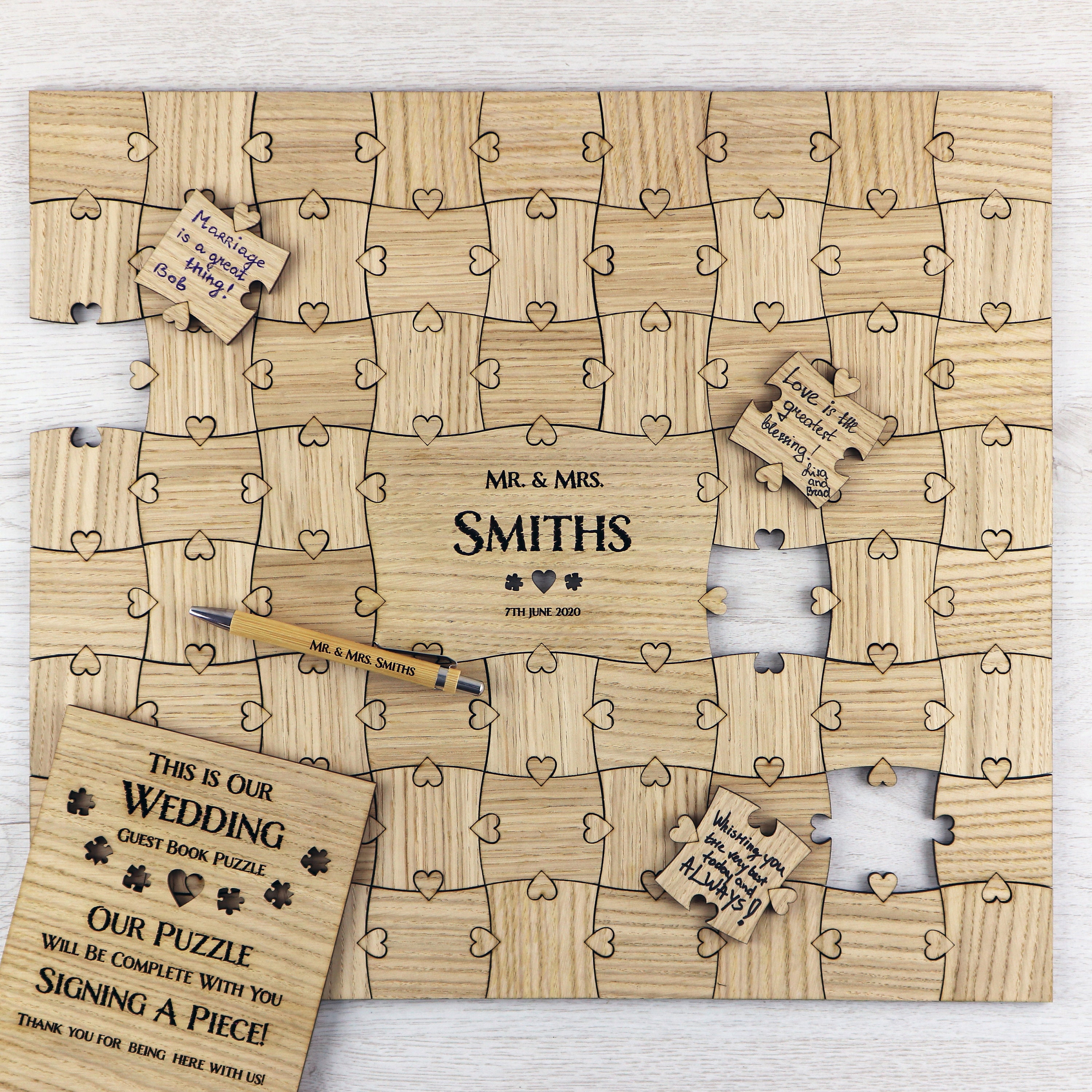 Personalized Rustic Oak Puzzle Guestbook
