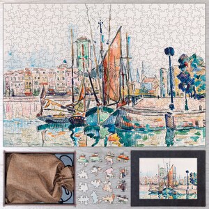 La Rochelle Wooden Jigsaw Puzzle By Paul Signac. Wooden Jigsaw Puzzles For Adults - 35, 108, 250, 500, 750 or 1000 pieces.