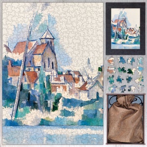 Church at Montigny-sur-Loing Wooden Jigsaw Puzzle By Paul Cézanne. Wooden Jigsaw Puzzle For Adults - 35, 108, 250, 500, 750 or 1000 pieces.