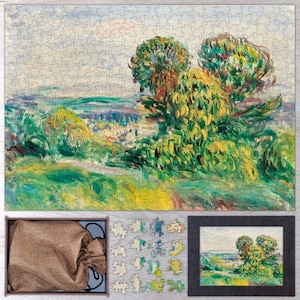Landscape IV Wooden Jigsaw Puzzle By Pierre Auguste Renoir. Wooden Art Jigsaw Puzzles For Adults - 35, 108, 250, 500, 750 or 1000 pieces.