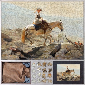 The Bridle Path, White Mountains Wooden Puzzle By Winslow Homer. Wooden Jigsaw Puzzles For Adults - 35, 108, 250, 500, 750 or 1000 pieces.