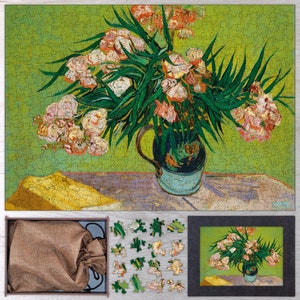 Oleanders Wooden Jigsaw Puzzle By Vincent van Gogh. Wooden Jigsaw Puzzles For Adults - 35, 108, 250, 500, 750 or 1000 pieces.