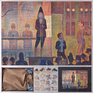 Circus Sideshow Wooden Jigsaw Puzzle By Georges Seurat. Wooden Jigsaw Puzzle For Adults - 35, 108, 250, 500, 750 or 1000 pieces.