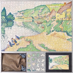 The Andelys Wooden Jigsaw Puzzle By Paul Signac. Wooden Jigsaw Puzzle For Adults - 35, 108, 250, 500, 750 or 1000 pieces.