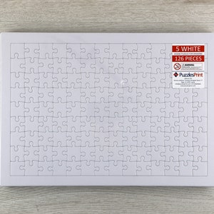 Rompecabezas blancos, en blanco y lisos / Paquete de 5 - Rompecabezas de tamaño grande (A3) de 126 piezas / Rompecabezas para dibujar y pintar para niños y adultos