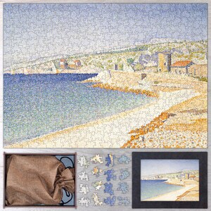 The Jetty at Cassis, Opus 198 Wooden Jigsaw Puzzle By Paul Signac. Wooden Jigsaw Puzzles For Adults - 35, 108, 250, 500, 750 or 1000 pieces.