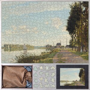 Argenteuil Wooden Jigsaw Puzzle By Claude Monet. Wooden Jigsaw Puzzles For Adults - 35, 108, 250, 500, 750 or 1000 pieces.