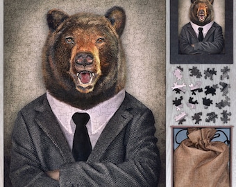 Bear Wooden Jigsaw Puzzle – Animal Photo Art, Adult Puzzle