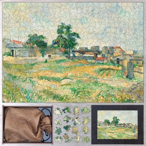 Landscape near Paris Wooden Jigsaw Puzzle By Paul Cézanne. Wooden Puzzle For Adults - 35, 108, 250, 500, 750 or 1000 pieces.