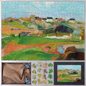 Paisaje en Le Pouldu Rompecabezas de madera de Paul Gauguin. Rompecabezas de madera para adultos: 35, 108, 250, 500, 750 o 1000 piezas.