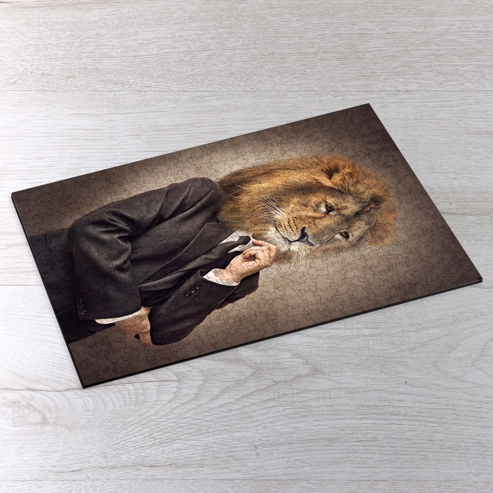 大人のためのライオン木製ジグソーパズル - 動物写真アート - Etsy 日本