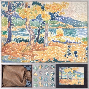 Pines on the Coastline Wooden Jigsaw Puzzle By Henri Edmond Cross. Wooden Puzzle For Adults - 35, 108, 250, 500, 750 or 1000 pieces.