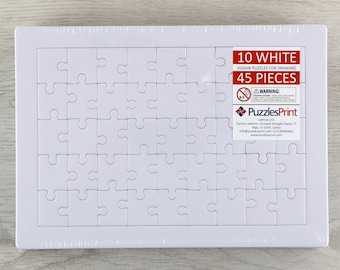 White, Blank, Plain Jigsaw Puzzles | Pack Of 10 - Medium Size (A4) 45 Piece Jigsaw Puzzles | Drawing, Painting Puzzles For Kids And Adults