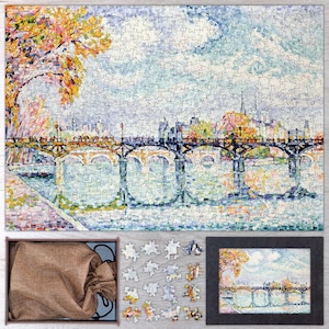 The Pont des Arts Wooden Jigsaw Puzzle By Paul Signac. Wooden Jigsaw Puzzles For Adults - 35, 108, 250, 500, 750 or 1000 pieces.