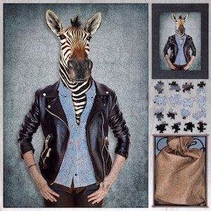 Animal Wooden Puzzle - Zebra. Wooden Animal Jigsaw Puzzles For Adults - 250, 500, 750 or 1000 pieces.