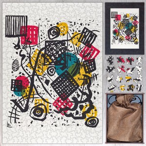 Puzzle drewniane Small Worlds V autorstwa Wassily&#39;ego Kandinsky&#39;ego. Puzzle drewniane dla dorosłych - 35, 108, 250, 500, 750 lub 1000 elementów.