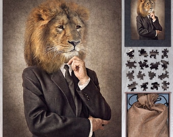 Lion Wooden Jigsaw Puzzle for Adults – Animal Photo Art