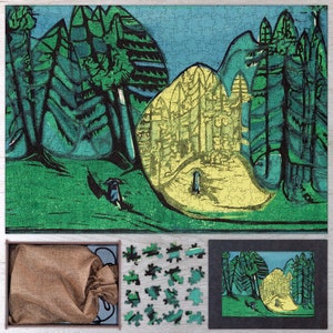 Cemetery in the Forest Wooden Jigsaw Puzzle By Ernst Ludwig Kirchner. Wooden Puzzles For Adults - 35, 108, 250, 500, 750 or 1000 pieces.