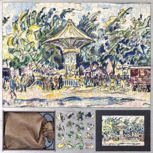 Village Festival (La Vogue) Wooden Jigsaw Puzzle By Paul Signac. Wooden Jigsaw Puzzle For Adults - 35, 108, 250, 500, 750 or 1000 pieces.