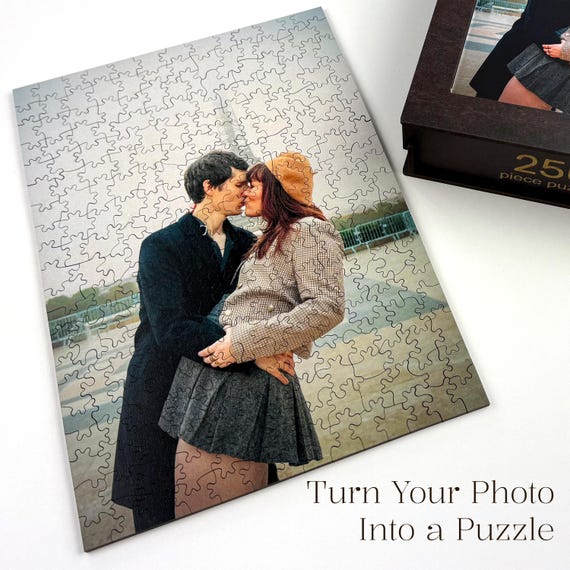 Custom Photo Puzzle - Personalized Wooden Jigsaw Puzzle from Your Picture - Unique Gift for Couples, Anniversary, Family, Birthday