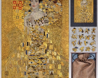 Portrait of Adele Bloch-Bauer I Wooden Jigsaw Puzzle By Gustav Klimt. Wooden Puzzle For Adults - 35, 108, 250, 500, 750 or 1000 pieces.