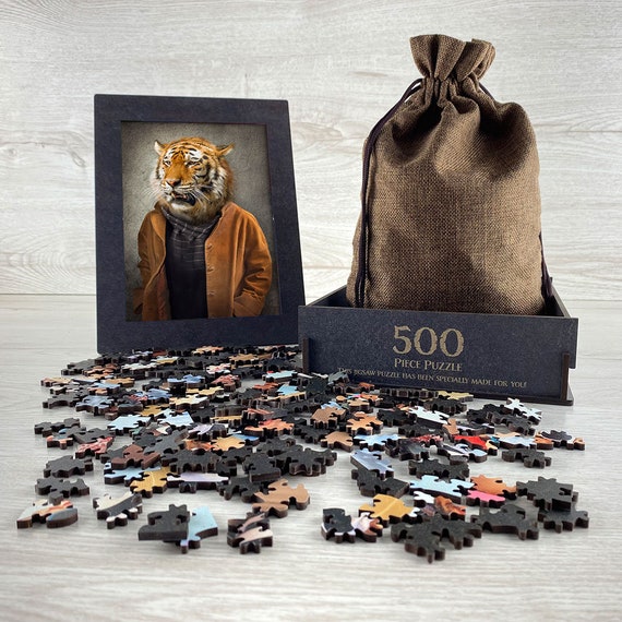 Puzzle In Legno 300 Pezzi Per Adulti – Forma Animale, Colorato, 34x34 Cm Con Scatola In Legno
