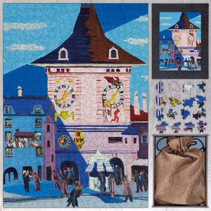Bern with Belltower Wooden Jigsaw Puzzle By Ernst Ludwig Kirchner. Wooden Jigsaw Puzzles For Adults - 35, 108, 250, 500, 750 or 1000 pieces.