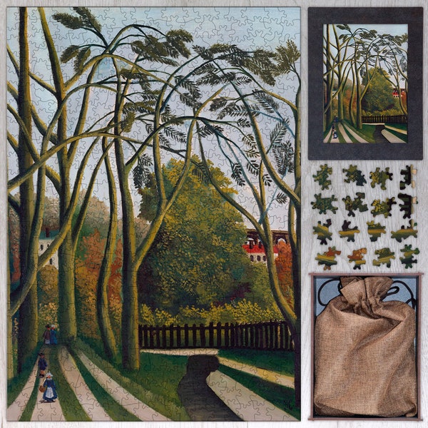Die Ufer des Bièvre bei Bicêtre Holzpuzzle von Henri Rousseau. HolzKunst Säge für Erwachsene - 35, 108, 250, 500, 750 oder 1000 Stück.