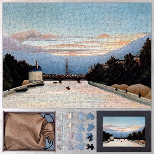 The Eiffel Tower Wooden Jigsaw Puzzle By Henri Rousseau. Wooden Art Jigsaw Puzzles For Adults - 35, 108, 250, 500, 750 or 1000 pieces.