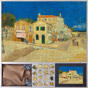 The Yellow House Wooden Jigsaw Puzzle By Vincent van Gogh. Wooden Jigsaw Puzzles For Adults - 35, 108, 250, 500, 750 or 1000 pieces.