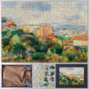 View From Montmartre Wooden Puzzle By Pierre Auguste Renoir. Wooden Art Jigsaw Puzzles For Adults - 35, 108, 250, 500, 750 or 1000 pieces.