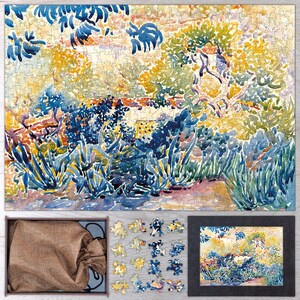 The Artist&#39;s Garden at Saint-Clair Wooden Puzzle By Henri Edmond Cross. Wooden Puzzle For Adults - 35, 108, 250, 500, 750 or 1000 pieces.
