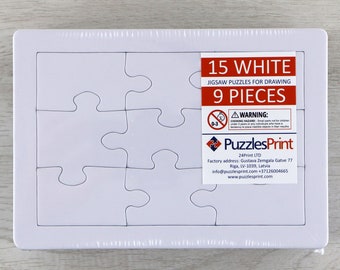 White, Blank, Plain Jigsaw Puzzles | Pack Of 15 - small Size (A5) 9 Piece Jigsaw Puzzles | Drawing, Painting Puzzles For Kids And Adults