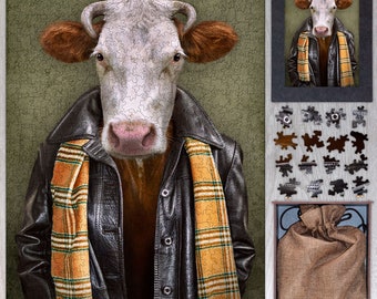 Cow Wooden Jigsaw Puzzle for Adults – Animal Art