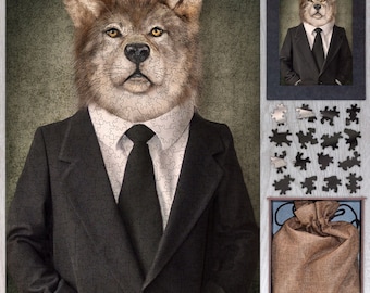 Wolf Wooden Jigsaw Puzzle For Adults – Animal Photo Art