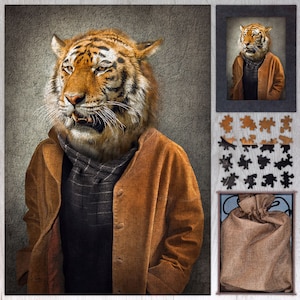 Animal Wooden Puzzle - Tiger. Wooden Animal Jigsaw Puzzles For Adults - 250, 500, 750 or 1000 pieces.