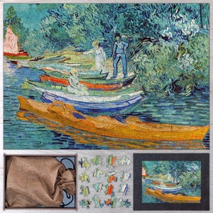 Bank of the Oise at Auvers Wooden Jigsaw Puzzle By Vincent van Gogh. Wooden Puzzle For Adults - 35, 108, 250, 500, 750 or 1000 pieces.