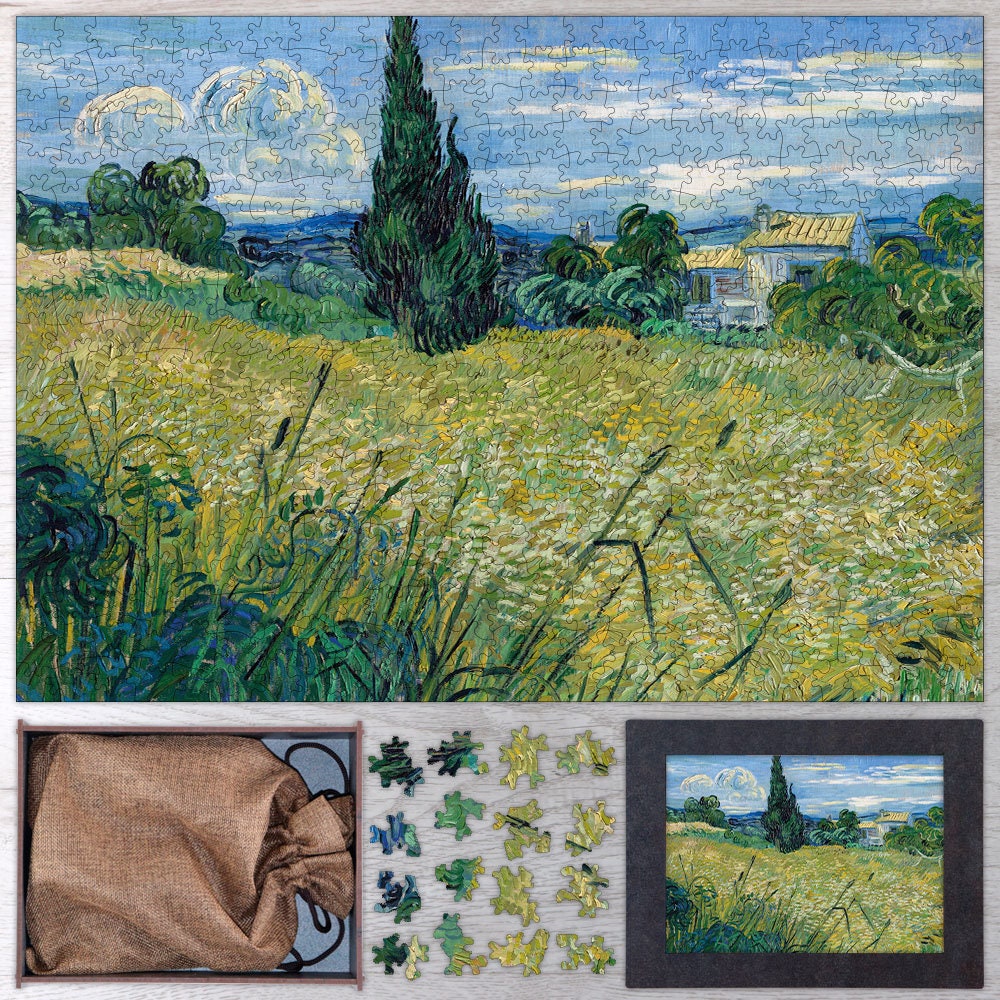 Wheat Field With Cypresses 1889 By Vincent Van Gogh - 1000 Piece Jigsaw Puzzle, Premium Quality, Made In USA - View #4